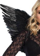 Leg Avenue 2 Piece Angel Costume Accessory Kit Black featuring detailed black feather wings on a model.