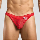 Male Basics MOB Lace Jockstrap Red L/XL featuring a sexy lace design for ultimate comfort and support.