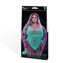 Lapdance Glow In The Dark Mesh Teddy Queen Size packaging featuring a confident model in a sheer mesh teddy.