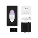 Lelo Siri 3 Clitoral Massager Calm Lavender in packaging with user guide, USB charger, and storage pouch.