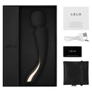 Lelo Smart Wand 2 Medium Wand Massager Black in elegant packaging with accessories.