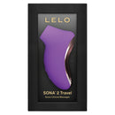Lelo Sona 2 Travel Sonic Clitoral Vibrator Purple in sleek packaging, showcasing its compact design and features.