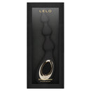 Lelo Soraya Vibrating Anal Beads Black in elegant packaging featuring a sleek design for pleasurable anal play.