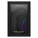 Lelo Enigma Double Sonic A-Spot Vibrator Black packaging showcasing sleek design and features.