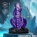 Creature Cocks Leviathan Silicone Dildo showcasing premium silicone design and dimensions: 8.3" height, 9.5" base.