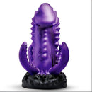 Creature Cocks Leviathan Silicone Dildo in purple with tentacle design and sculpted details.