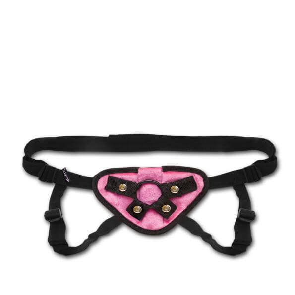 VELVET KNIT STRAP ON HARNESS PINK-1