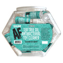 Clean AF Tea Tree Toy Cleaner 1 Oz Bowl of 24 hexagonal packaging with tea tree oil antibacterial label.