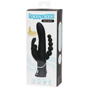 Happy Rabbit Triple Curve Vibrator Black packaging showcasing its unique curved design and features.