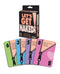 Let's Get Naked stripping card game with colorful cards and box on display