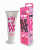 Perky AF Nipple Arousal Cream Strawberry 1.5 oz packaging and tube displayed together.