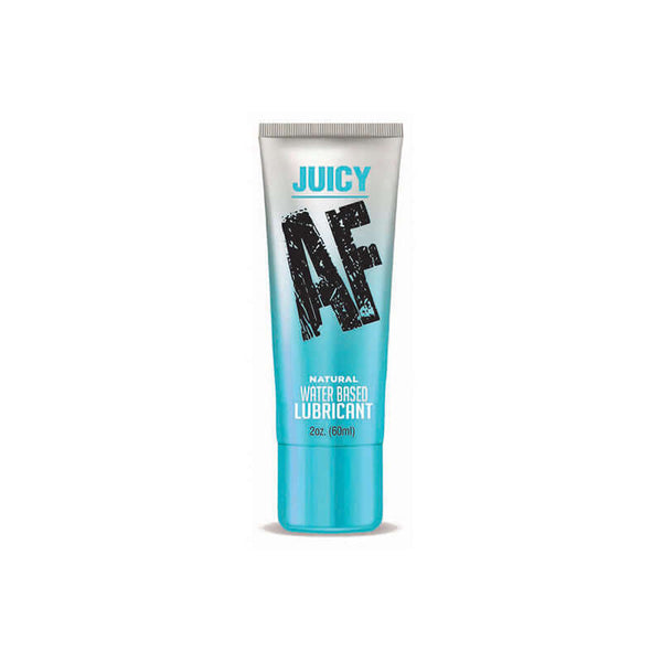 Juicy AF Natural Water Based Lubricant 2 oz tube, latex compatible and made with natural ingredients.