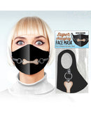 Little Genie Super Naughty Doggy Bone Novelty Face Mask worn by a model paired with packaging featuring dog bone design.