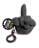 Fucks To Give Twirly Bird Plush Keychain Black featuring a plush middle finger keychain charm.