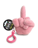 Fucks To Give Twirly Bird Plush Keychain Pink featuring a plush middle finger and spinning mechanism for a cheeky gesture.