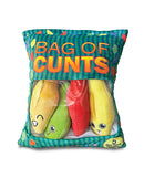 Little Genie Bag of Cunts Novelty Pillow Set Multi Color in playful colors, packed in a vibrant bag for home humor.