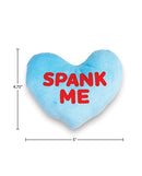 X-Rated Valentines Pillow Multi Colors plush blue heart pillow with red "SPANK ME" text, playful decor for adults.
