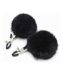 Sexy AF Nipple Clamps Black Puff Ball with soft black puff accents and adjustable pressure for playful nipple play.