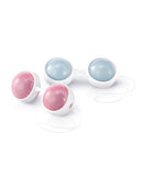 LELO Luna Beads Mini Kegel Exercise Balls in pink and blue for pelvic floor training.