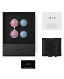 LELO Luna Beads Mini Kegel Exercise Balls in a luxurious packaging with a warranty card and storage pouch.