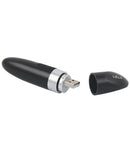 LELO Mia 2 Lipstick Vibrator Black with a removable cap, showcasing its USB-rechargeable design.