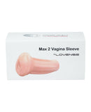 Lovense Vagina Sleeve for Max 2 product packaging featuring a pink sleeve insert.