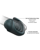 Manwan Starter Travel Vibrating Masturbator Pine Grey features soft silicone flaps for enhanced stimulation.