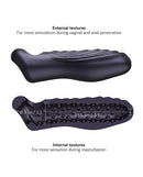 Man Wand RYZER Max Penis Sleeve Black Plum showcasing external and internal textures for enhanced stimulation.
