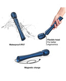 Man Wand Edgy Stellar Blue Vibrating Massager with waterproof IPX7 and flexible head for better ergonomics.