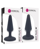 Dorcel Best Plug Anal Starter Kit S/M Black featuring two plugs, one small and one medium, in packaging.