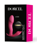 Dorcel Secret Clit Dual Stim Heating Vibrator Pink packaging featuring voice control and remote control features.