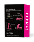 Dorcel Secret Clit Dual Stim Heating Vibrator Pink packaging showcasing features like voice control and warming function.