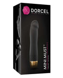 Dorcel Mini Must Vibrator Black and Gold packaging featuring elegant design and compact form for travel.