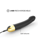 Dorcel Real Vibration M 8.6 Inch Vibrator 2.0 Black Gold with USB rechargeable feature and soft silicone texture.