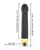 Dorcel Real Vibration M 8.6 Inch Vibrator 2.0 Black Gold dimensions and features on display