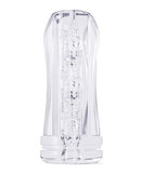 Dorcel Deep Blow Extreme Masturbator Sleeve Clear features pyramid-shaped textures and a transparent design for enhanced pleasure.