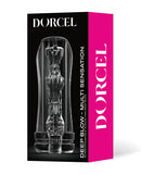 Dorcel Deep Blow Multi Sensation Masturbator Sleeve Clear packaging showcasing its transparent design and texture.
