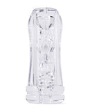 Dorcel Deep Blow Multi Sensation Masturbator Sleeve Clear showing its transparent stroking design and textured inner channel.