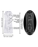 Dorcel Deep Blow Multi Sensation Masturbator Sleeve Clear dimensions and features diagram.