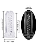 Dorcel Deep Blow Tornado Masturbator Sleeve Clear with spiral textures and dimensions