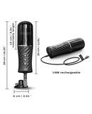 Dorcel Thrust Blow Pro Thrusting Rotating Masturbator dimensions and USB rechargeable design.