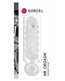 Dorcel Mr Orgasm Penis Sheath Clear packaging showing a textured sleeve for enhanced pleasure.