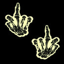 Fuck You Glow in the Dark Skeleton Hand Nipple Cover Pasties showcasing a bold and rebellious design.