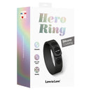 Love To Love Hero Adjustable Cock Ring Black Onyx packaging displaying adjustable silicone cock ring features.
