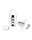 Le Wand Little Pleasures 6 Piece Vibrator Kit Chrome showing the mini vibrators and accessories included in the kit.