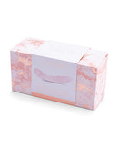 Le Wand Crystal G-Wand Stimulator Rose Quartz elegantly packaged in a pink marbled box with gold accents.