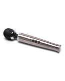 Le Wand Die Cast Rechargeable Massager Silver showing sleek design and powerful vibration controls.