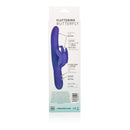 CalExotics Posh Fluttering Butterfly Vibrator Purple packaging showcasing features and dimensions.