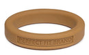 Perfect Fit Hefty 1.75 Inch Silicone Cock Ring Gold, beige silicone cock ring with 'PERFECT FIT BRAND' label.