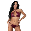 Lust Fetish Juno Burgundy L XL bold choker lingerie set showcasing seductive details and stylish sophistication.